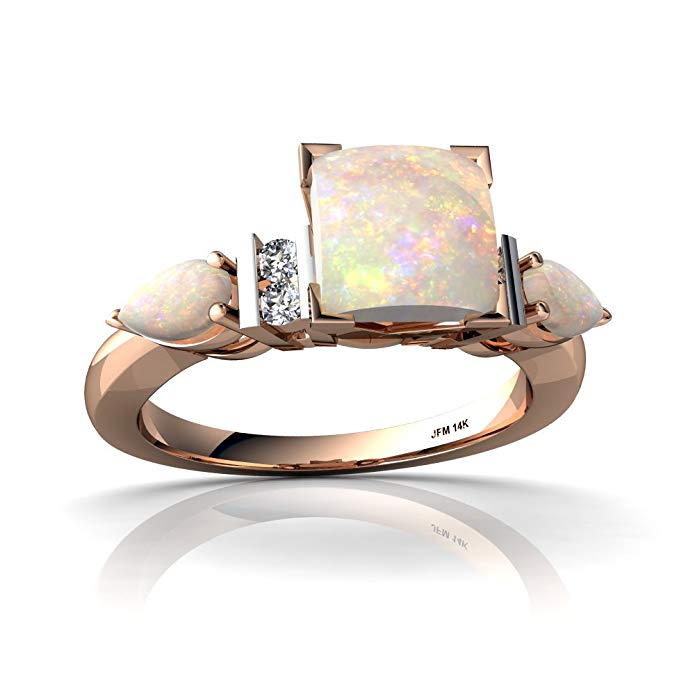 14kt Gold Opal and Diamond 5x3mm Pear Engagment Ring