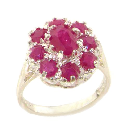 LetsBuyGold 10k White Gold Real Genuine Ruby Womens Band Ring