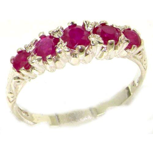 10k White Gold Natural Ruby Womens Band Ring - Sizes 4 to 12 Available