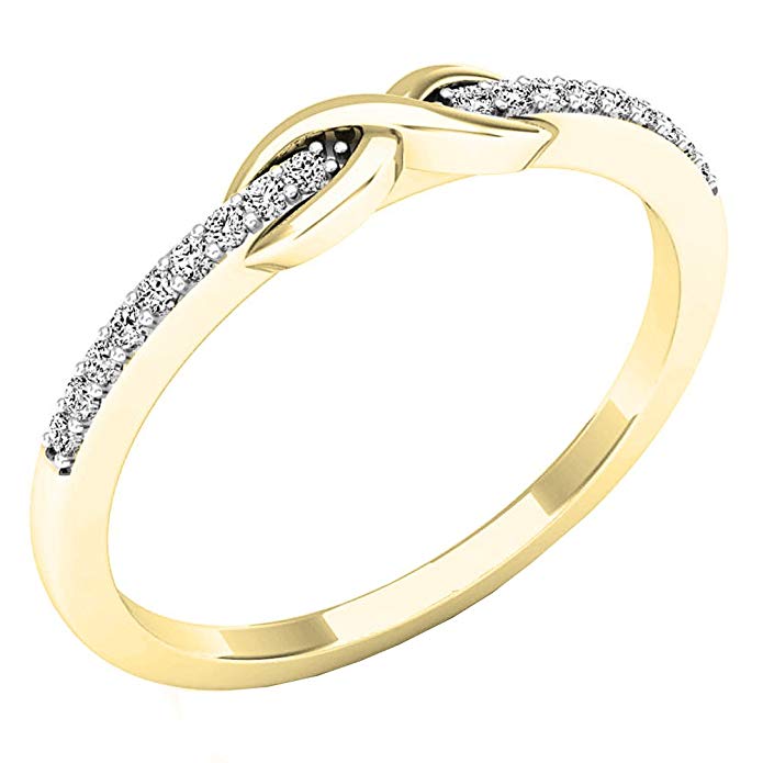 0.10 Carat (ctw) 18K Gold Round Diamond Ladies Forever Together Swirl Engagement Ring 1/10 CT