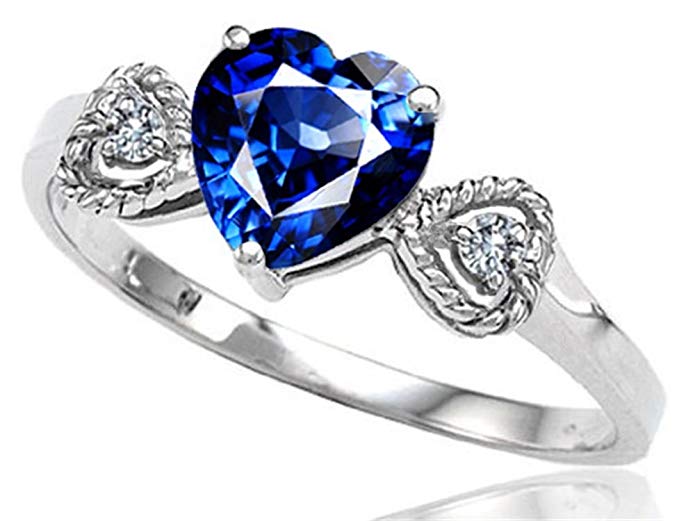 Tommaso Design Created Sapphire Heart Shape Engagement Promise Ring 10kt Gold