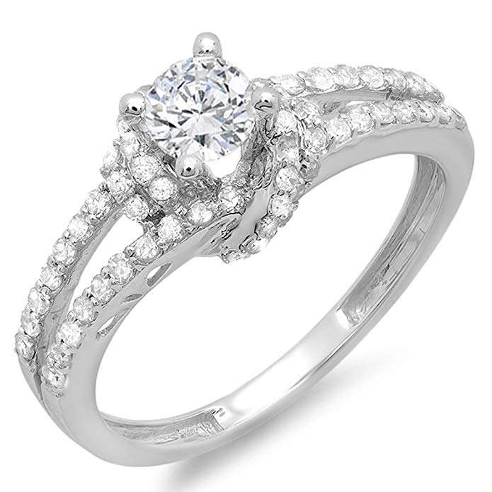 0.55 Carat (Ctw) 14k White Gold Round Diamond Ladies Bridal Semi Mount Ring (No Center Stone)