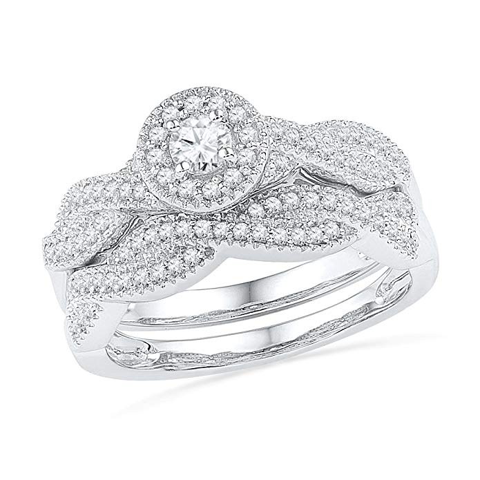 Sterling Silver Round Diamond Bridal Ring (1/2 CTTW)