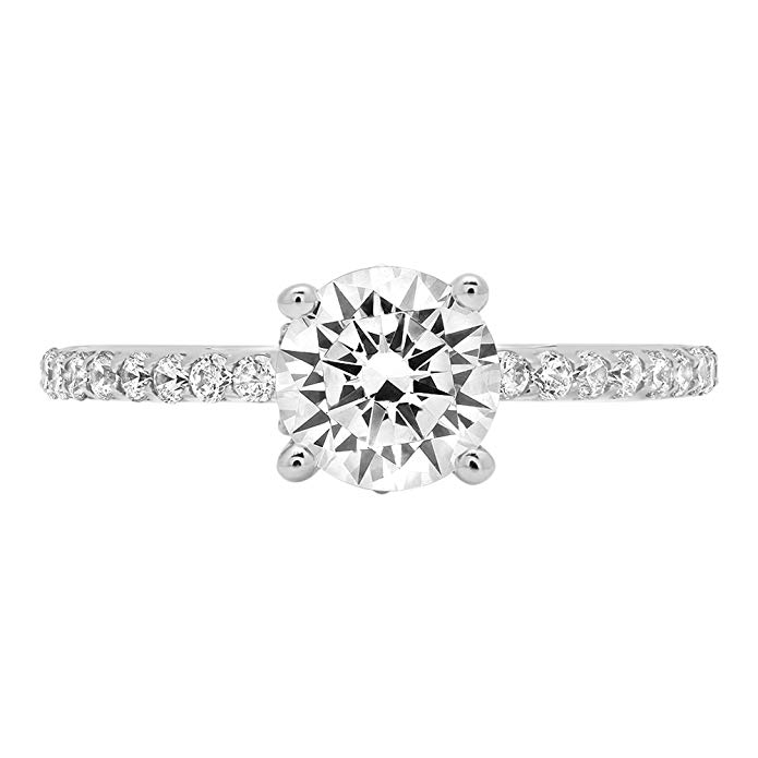 1.44ct Brilliant Round Cut Designer Accent Solitaire Promise Anniversary Statement Engagement Wedding Bridal Ring For Women Solid 14k White Gold