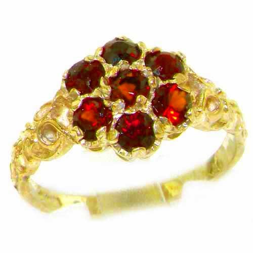 LetsBuyGold 14k Yellow Gold Real Genuine Garnet Womens Band Ring