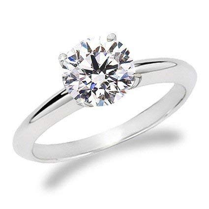 1/5 Carat Round Cut Diamond Solitaire Engagement Ring 14K White Gold 4 Prong (J-K, I1-I2, 0.20 c.t.w) Very Good Cut