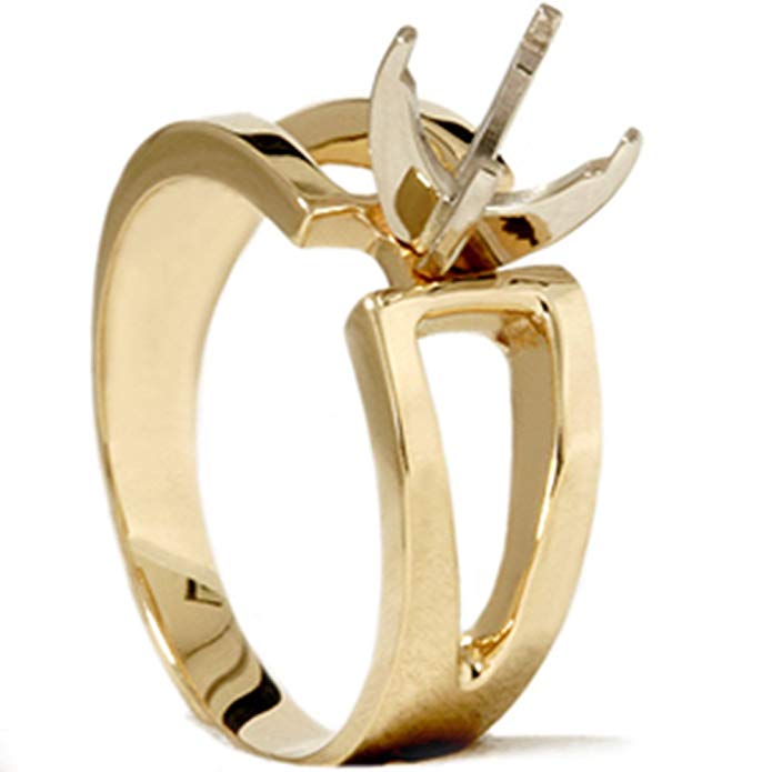 Contemporary Solitaire Engagement 14K Gold Ring Setting