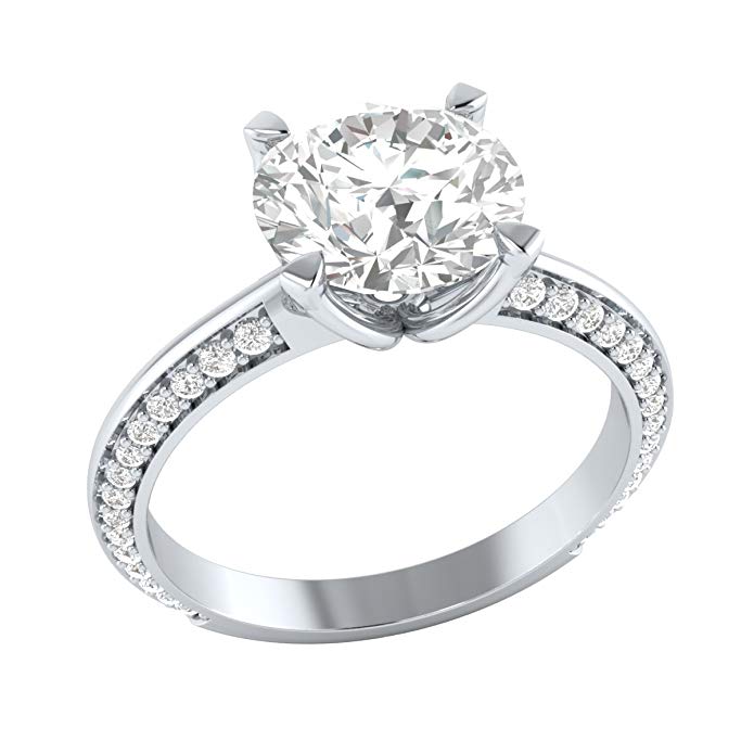 Demira Jewels 2.20 cttw Round Cut White Cubic Zirconia 14k White Gold Wedding Engagement Ring