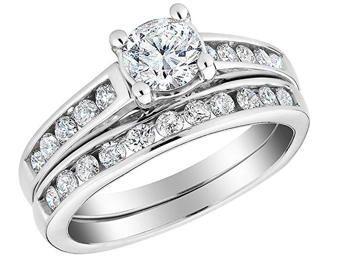 1/2 Carat Round Cut Natural Diamond Engagement rings for women with a band in 10K Solid Gold