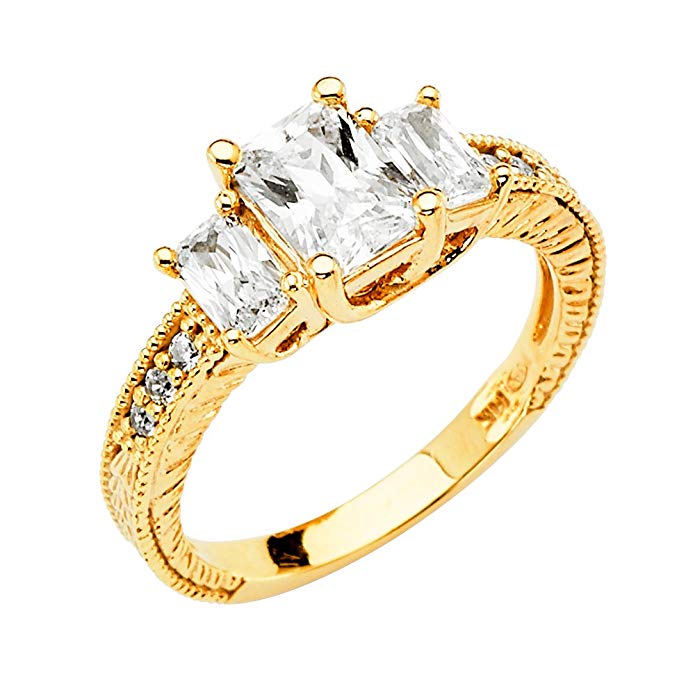 14k Yellow OR White Gold SOLID Wedding Engagement Ring