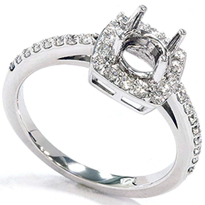 1/3ct Diamond Halo 14K White Gold Engagement Ring Setting