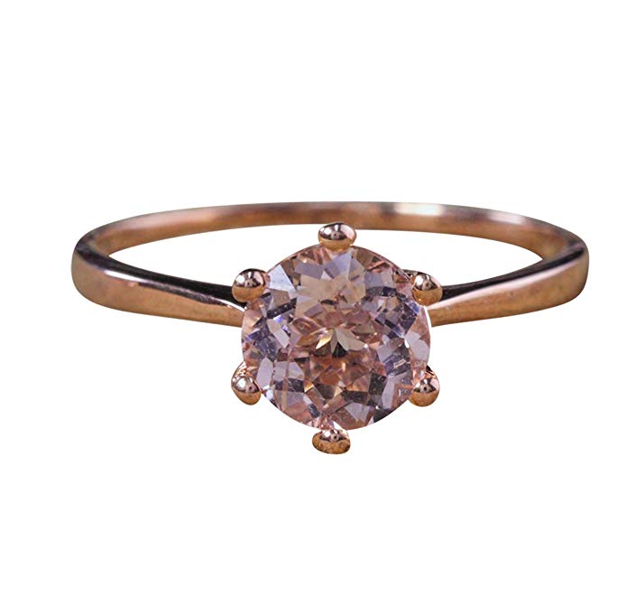 Bestselling Morganite Engagement Ring on Sale: 1 Carat Morganite Solitaire Engagement Ring in Rose Gold