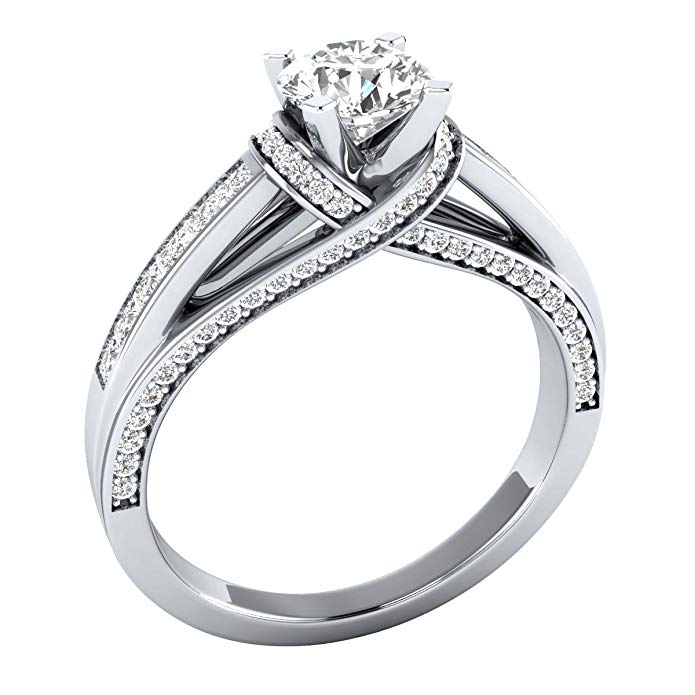 1.33 cttw White Cubic Zirconia 10k White Gold Wedding Engagement Ring