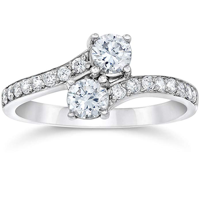 1 Carat Forever Us Diamond Two Stone Engagement Ring 10K White Gold